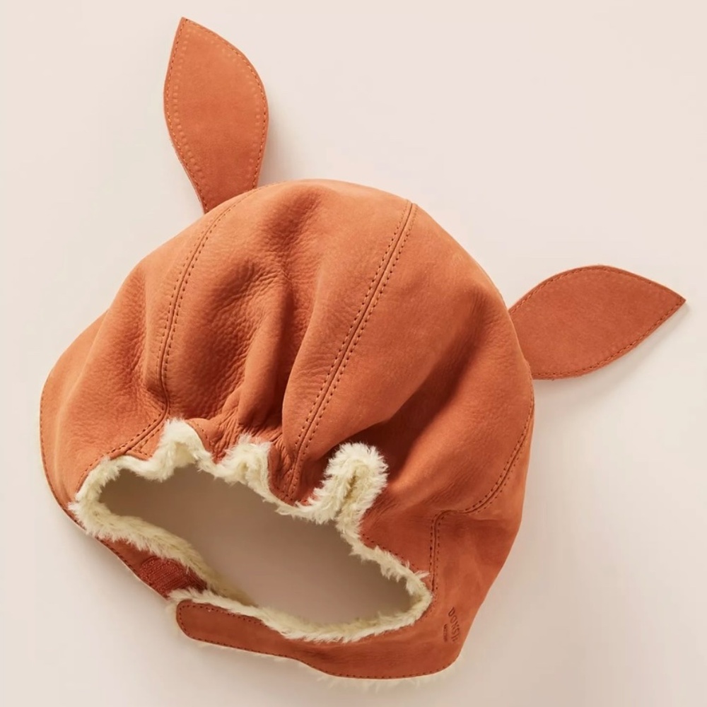 NWT Anthropologie Donsje Kids KAPI Winter Leather Hat Size SMALL Deer 3 6 9 12 m - Picture 3 of 14